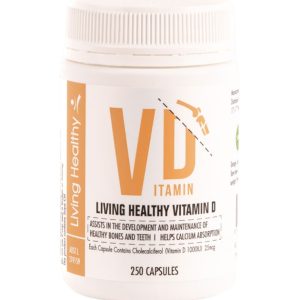 Living Healthy Vitamin D3 1000IU, 250 Soft Gel Capsules